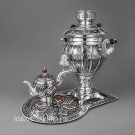 Самовар серебряный с чайником - см015