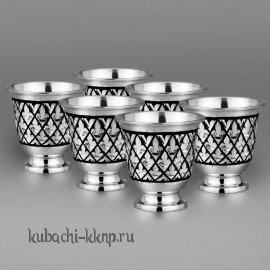 Набор отличных серебряных стопок на 55 мл. - стп102-6