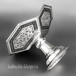 Оригинальная серебряная конфетница с чернением - кф086