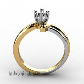 Нежное золотое кольцо с одним фианитом - Yuv - 1161