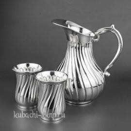 Серебряный кувшин для воды с стаканами - ндв03