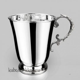 Серебряная глянцевая кружка с оригинальной ручкой без рисунка - кр115