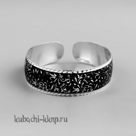 Серебряный браслет Кубачи с  мелким черненым орнаментом - БР115