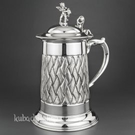 Пивная серебряная кружка «Плеть» большая - кр050