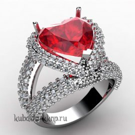 Кольцо из белого золота с фианитами искусственным корундом - 00017r
