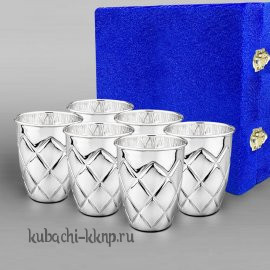 Набор из шести глянцевых стаканов с чеканкой - ст077-6