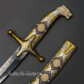 Серебряная сабля с позолотой, эмалью и филигранью - с02