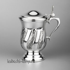 Серебряная кружка с крышкой - кр063