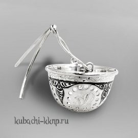 Серебряное ситечко для чая с арочным орнаментом - СИТ03