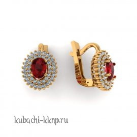 Овальные классические золотые серьги - 00099e