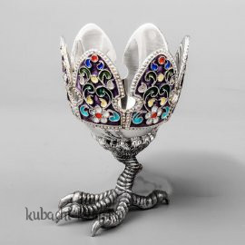 Подставка под яйцо (пашотница)с цветной эмалью на куриной ножке - пш021