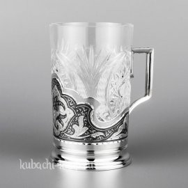 Серебряный подстаканник для хрустального стакана, 230 мл - пд029