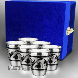 Набор из шести(6) больших серебряных стопок  - стп003-6