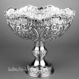 Серебряная ваза для фруктов с красивой каймой - вз03