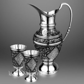 Серебряный набор с 2-мя стаканами для воды/компота 