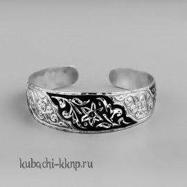 Серебряный браслет Кубачи с красивой четкой гравировкой - БР102