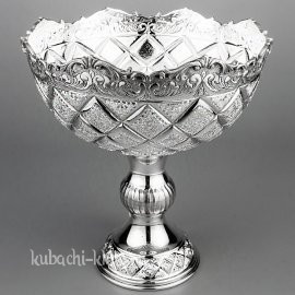 Большая серебряная ваза для фруктов 
