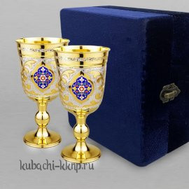 Набор серебряных бокалов с позолотой - ф099-2