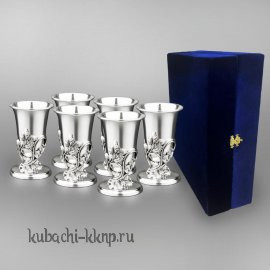Набор серебряных стопок с виноградной ножкой - стп0015-6