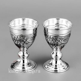 Набор серебряных рюмок с виноградным орнаментом «На двоих», 40 мл - р042-2