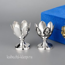 Набор серебряных  пашотниц «Черно-белое» с гравировкой - пш011
