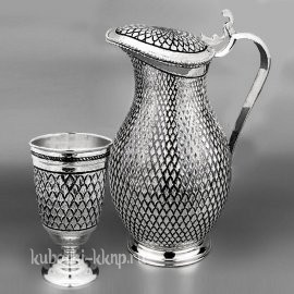 Набор из серебра - кувшин с одним стаканом 