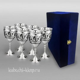 Набор из шести серебряных бокалов для вина или воды - бк31-6