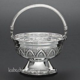 Серебряная конфетница - корзинка «Аркан» (большая) - кф014
