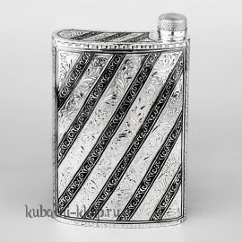 Серебряная фляга с чернением 