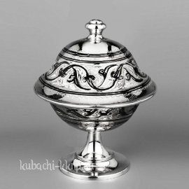 Серебряная икорница с крышкой 
