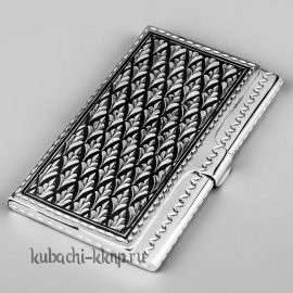 Серебряная визитница «Чешуя» - vzt019