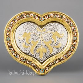 Поднос серебряный с эмалью 