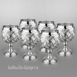 Набор из шести серебряных бокалов для бренди или коньяка - бк067-6