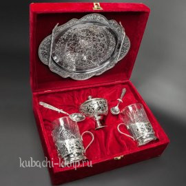 Чайный набор из серебра с гравировкой - чср001