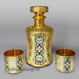 Набор для виски с эмалью и позолотой, 820 мл и 200 мл - вс018