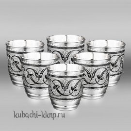 Набор из шести серебряных стаканов 