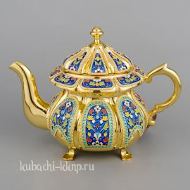 Серебряный чайник  с эмалью «Финифть» - чн027