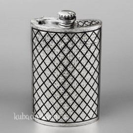 Серебряная фляга с откидной крышкой - ФЛ124