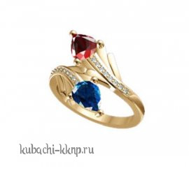 Кольцо из золота с фианитами под рубин и сапфир - R31119-1