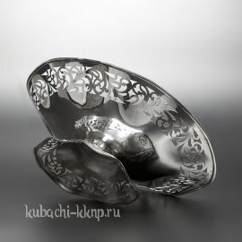 Серебряная хлебница, фруктовница «Резная» - кф00033