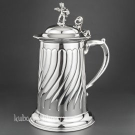 Пивная серебряная кружка «Лорд» большая - кр051