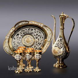 Коньячный набор из серебра с позолотой - кс006