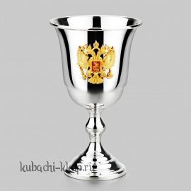 Большая рюмка из чистого серебра с гербом России 