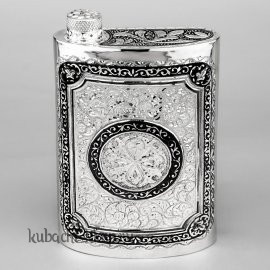 Серебряная фляга для коньяка, 280 мл - фл075