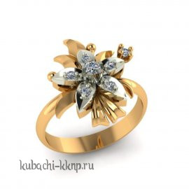 Золотое кольцо с фианитами 