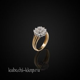 Золотое круглое кольцо с бриллиантами - ан562