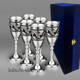 Набор из шести высоких рюмок из серебра - р00050-6