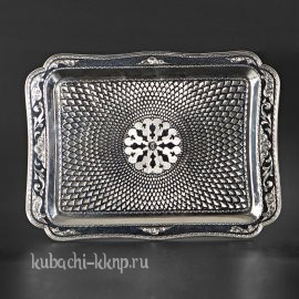 Поднос серебряный большой «Чешуя» - пдн027