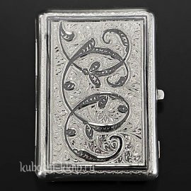 Портсигар из серебра с кубачинским орнаментом - пдс004