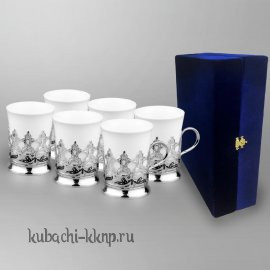 Набор серебряных подстаканников для кофе 